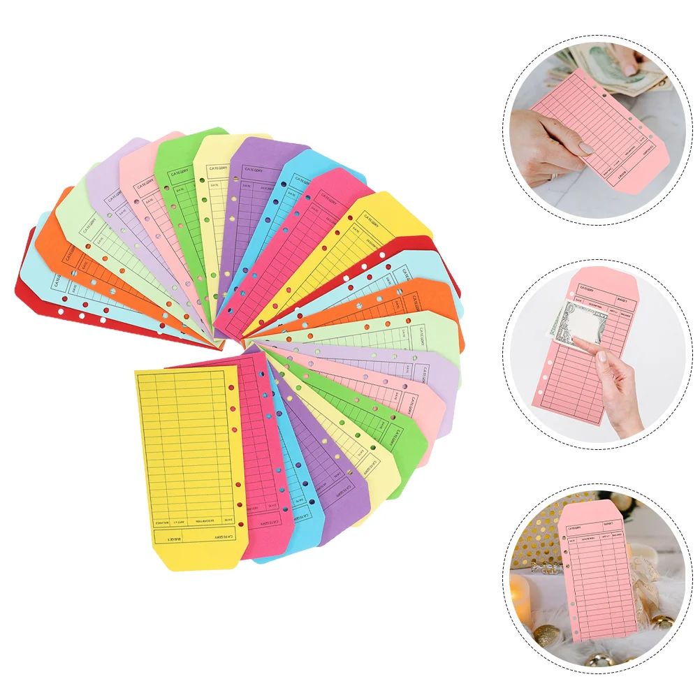 24 Pcs Colorful Kraft Paper Envelope Account Book Decorative Envelopes Budget Replacement Adhesive Binder Pockets