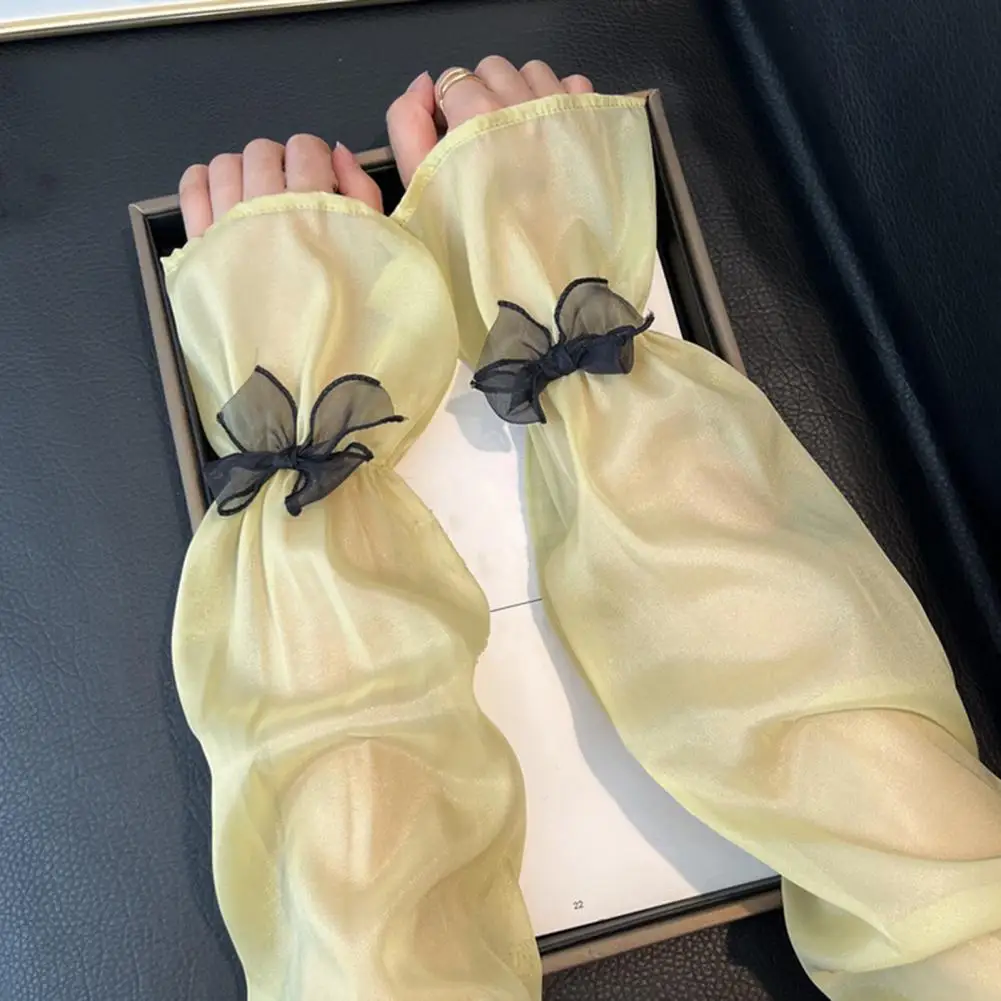 Sun-blocking Bow Stickers for Arm Protection Fashionable Sheer Mesh Arm Sleeves for Uv Protection Sunscreen with for Outdoor