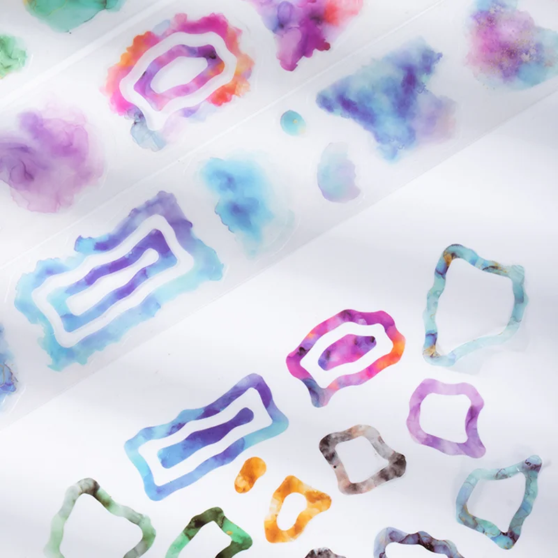 3 rolls Color Breath Series Watercolor Die-cut Tape Handbook Material Collage DIY Photo Frame Scrapbook Diary Postcard Card