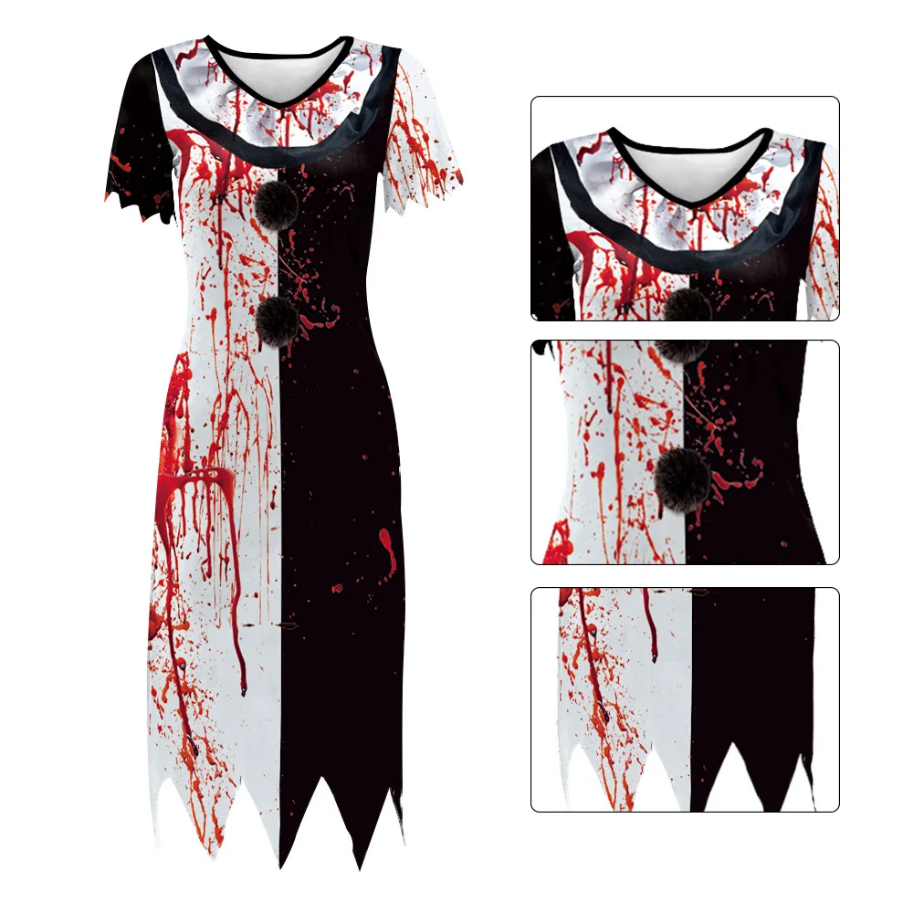 هالوين زي المهرج تأثيري أنيمي السيرك الروح كسر فستان المهرج للنساء Disfraz مرحلة الأداء زي Vestidos