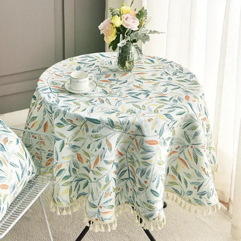 Small Round Tablecloth for Dining Table, Circular Tea Desk Decor, Pastoral Style, American Rural Balcony, Household