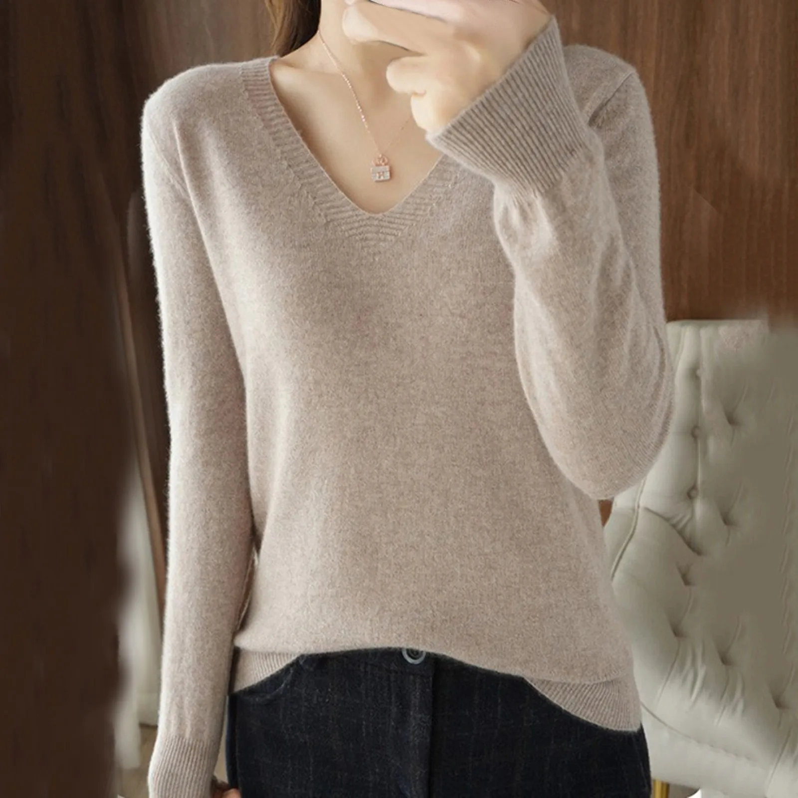 Classic Sweaters Round Neck Pullover Women Keep Warm Long Sleeve Jumper Woman Autumn Winter Solid Color Bottoming Shirt Female