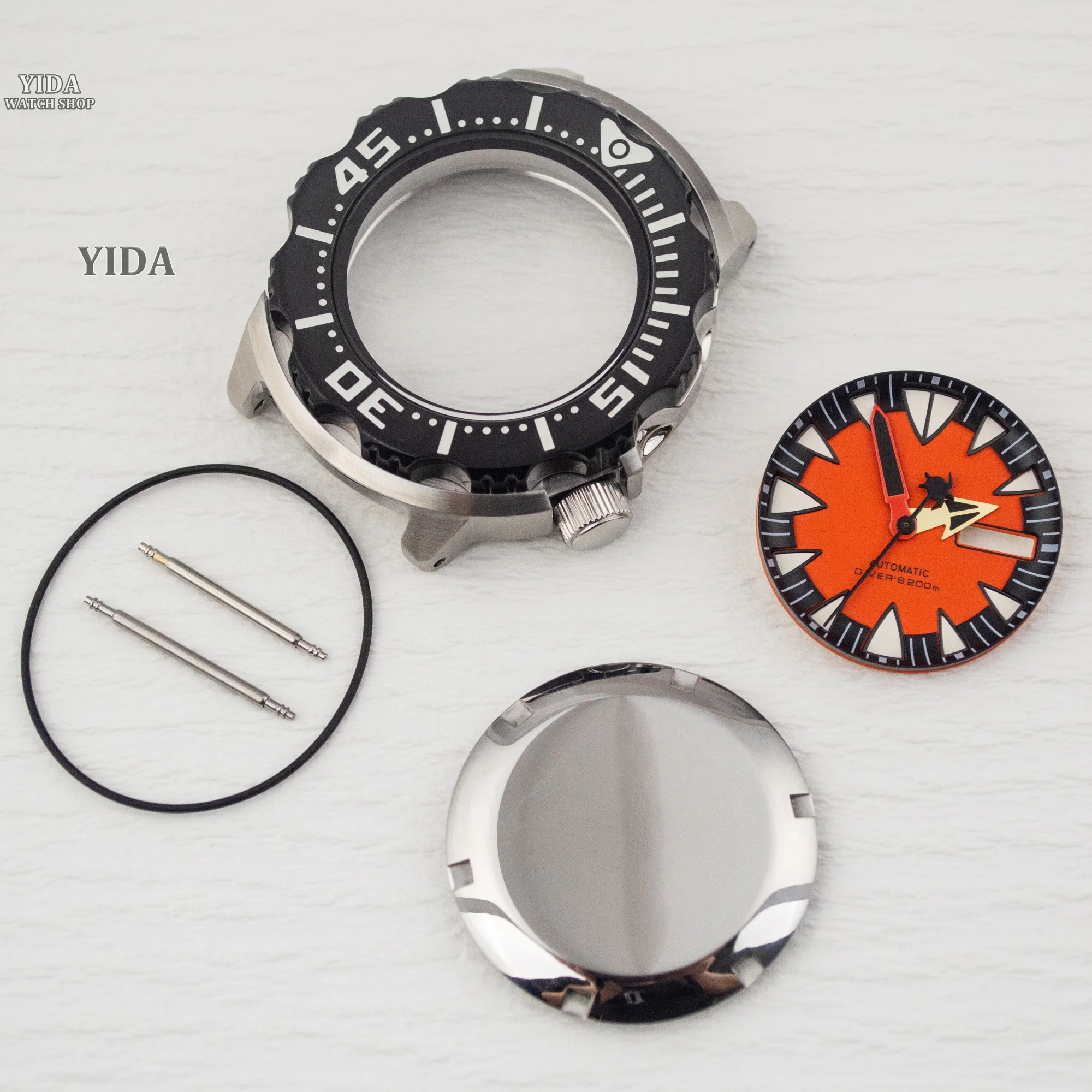 NH36 Case Stainless Steel 20ATM Waterproof Watchcase 28.5mm Dial Green Luminous Hands for Monster Case NH36A/4R Movement Replace