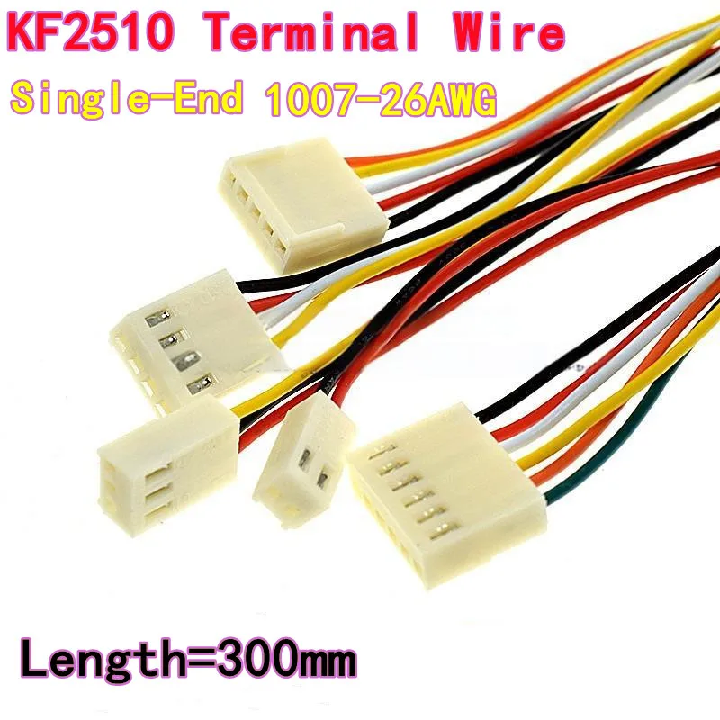 10PCS KF2510 Terminal Wire - Single-End 2P/3P/4P/5P/6P/7P/8P Connection Cable, 300mm Length, 26AWG Wire Gauge