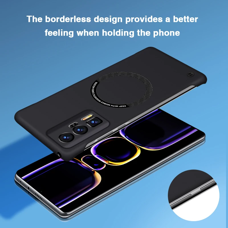 Camera Protection Tough Case for Xiaomi Poco F5 Pro F5Pro 5G Magnetic Wireless Charging Frameless Thin PC Hard Simple Back Cover view 3