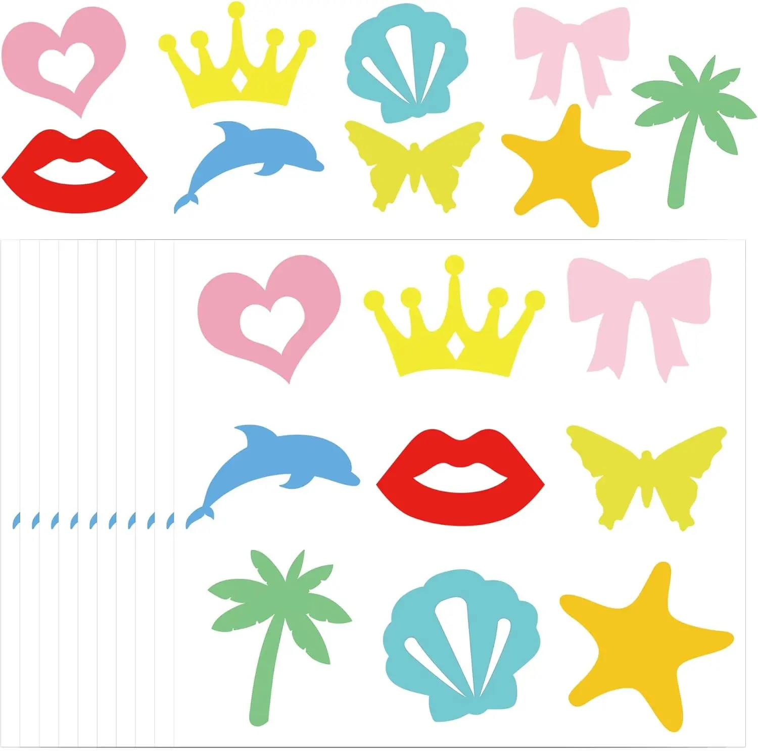 360Pcs Tanning Sunbathing Stickers Self Adhesive Body Face Tanning Decals Heart Lips Bow Sticker for Summer Beach Party ﻿