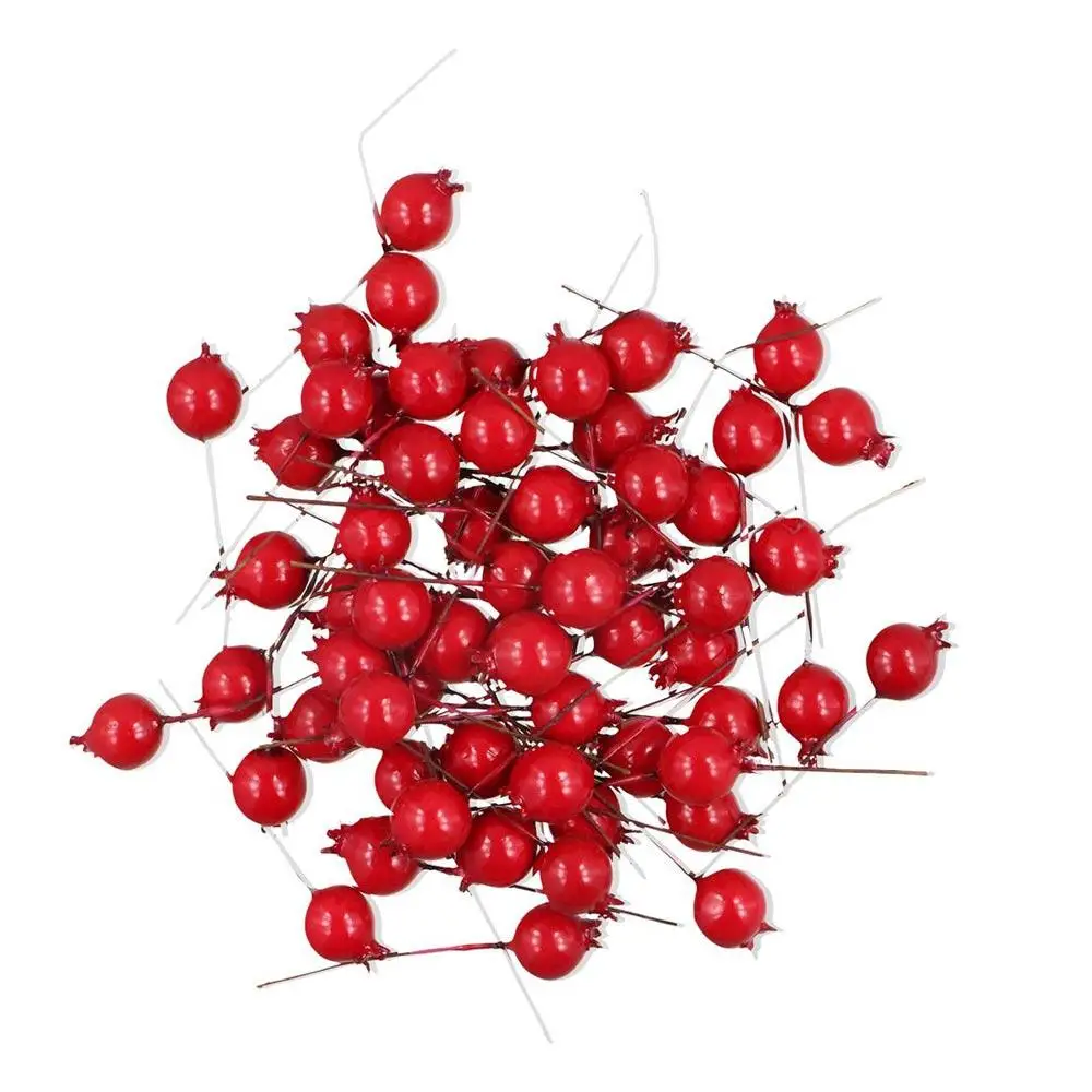 

Decorative Red With Cherry Stamen Flower Home Decor Fake Pomegranate Wedding Decoration Simulation Berries Artificial Fruit