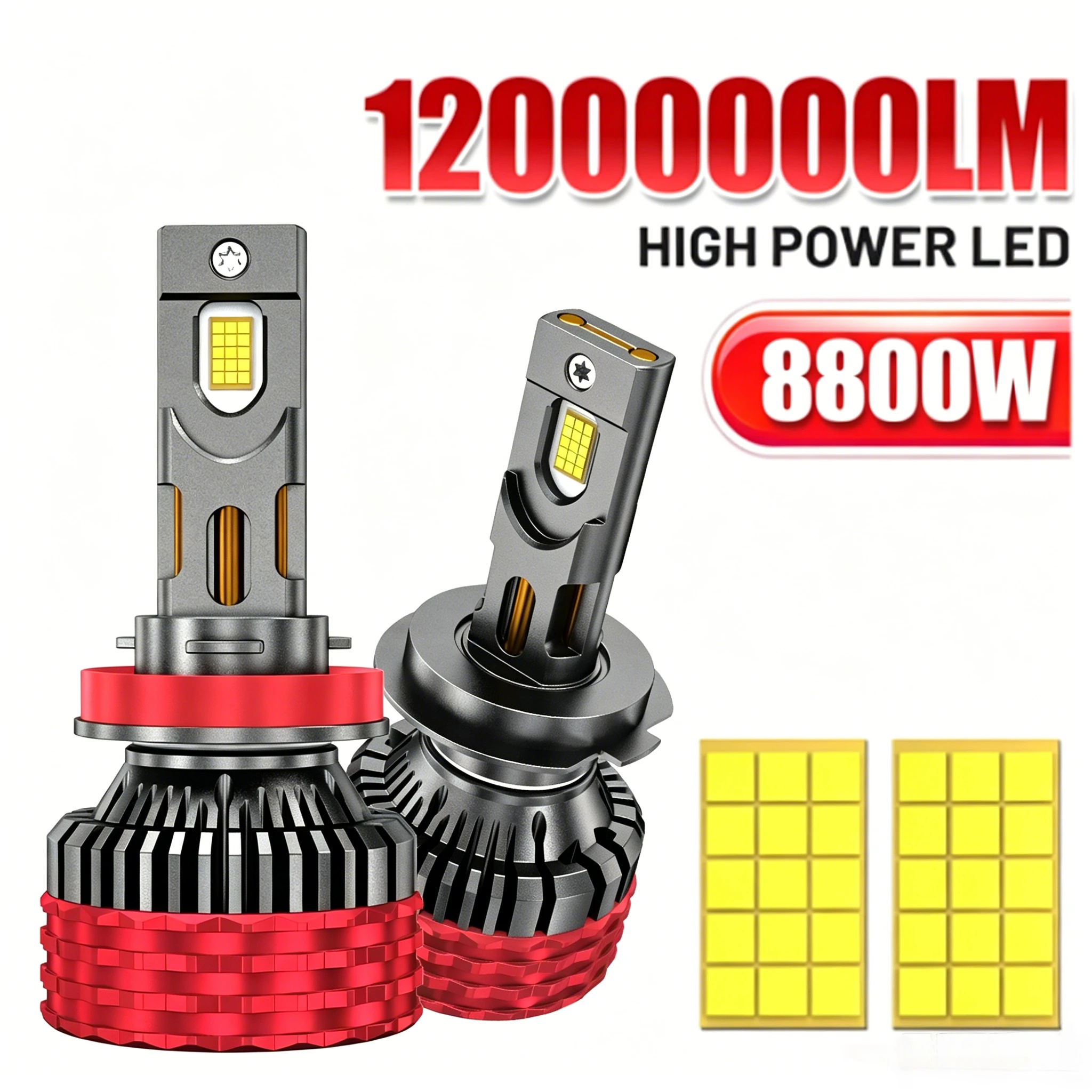 8800W 12000000LM H7 H4 Led Headlight Canbus H1 H11 9005 HB3 9006 HB4 9012 9007 H13 Turbo Lamp Auto Fog Lamp LED Bulbs 6000K 12V