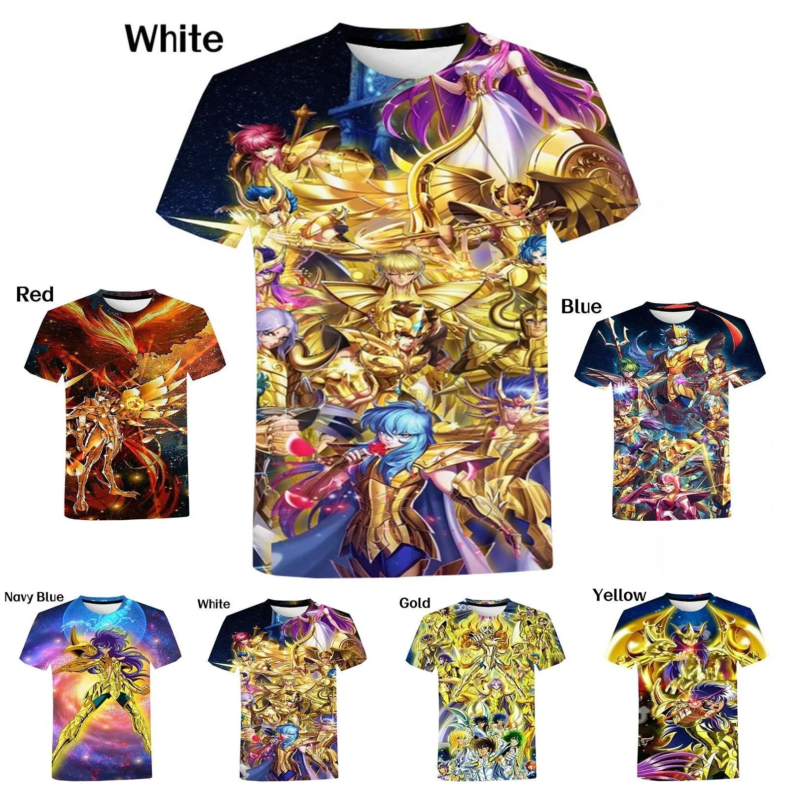 Summer Men Women Streetwear T Shirt The Knights of The Zodiac Saint Seiya 3d T Shirts O Neck Graphic Designer Short Sleeved