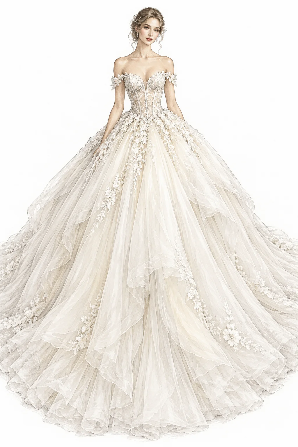 Customization Romantic Long Sleeves Lace Wedding Dresses Sweetheart Neck Backless Court Train Bride Vestidos De Novias
