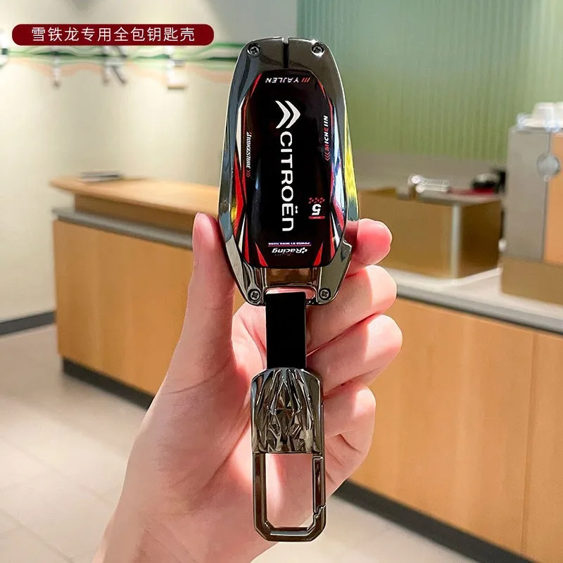 Neue Zink-legierung Leder Auto Fernbedienung Schlüssel Fall Abdeckung Shell Schlüsselbund Für Citroen C1 C2 C4 C6 C3-XR Picasso Grand DS3 DS5 Zubehör