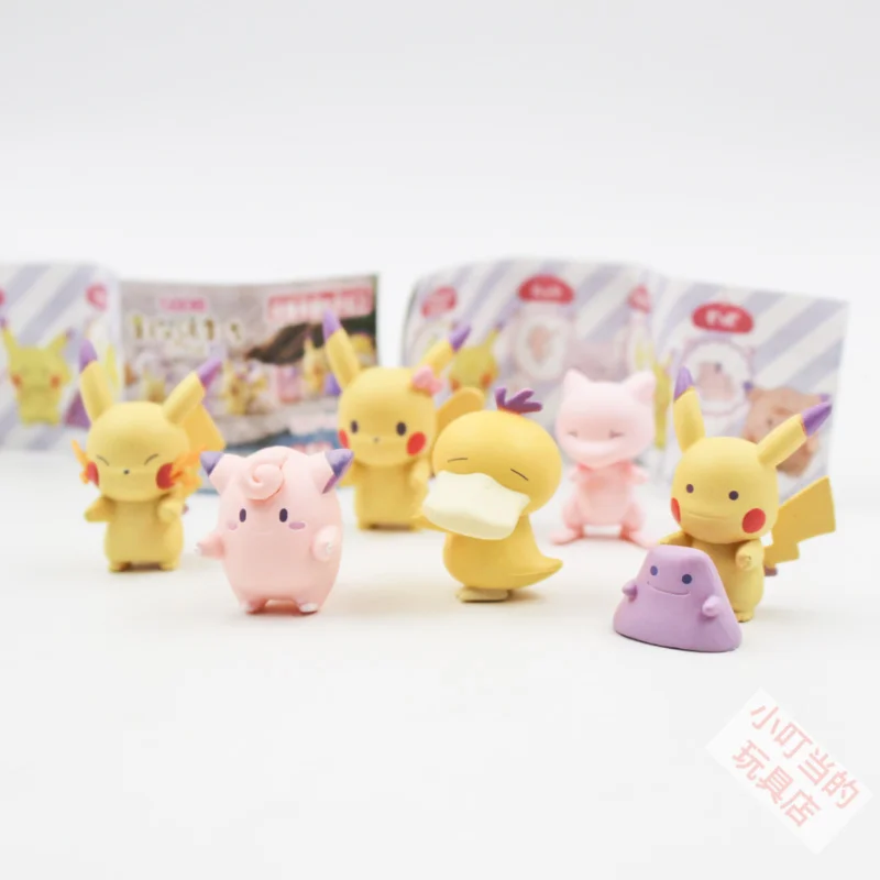 Pokemon Gashapon Platoon station Psyduck Mewtwo Jigglypuff Ditto Pikachu Action Figure Model Toys Gift for Birthday Children