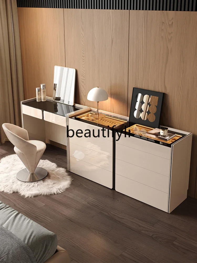 Italian-style eight-bucket cabinet dresser integrated light luxury bedroom modern high-end bedside storage jewelry cabinet