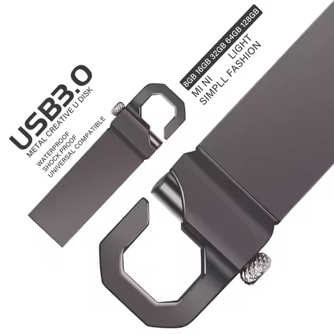 Hot Metal USB Flash Drive 32GB 64GB Silver/Gold Memory Stick Pen Drive High Speed USB 3.0 U Disk Creative Gift Key Ring Pendrive