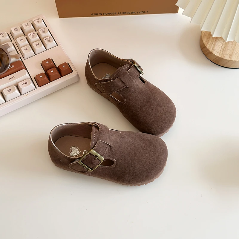 Spring and Autumn New Girls Comfortable Bean Shoes Boys Soft Sole Lightweight Birkenstocks Children Retro Casual Non-slip Shoes