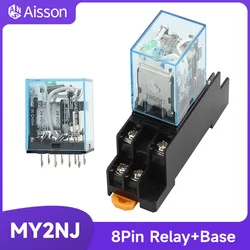 MY2NJ HH52P DPDT Miniature Coil Electromagnetic Intermediate Relay AC12V 24V DC24V AC110V 220V 8 Pin Relay with Socket Base