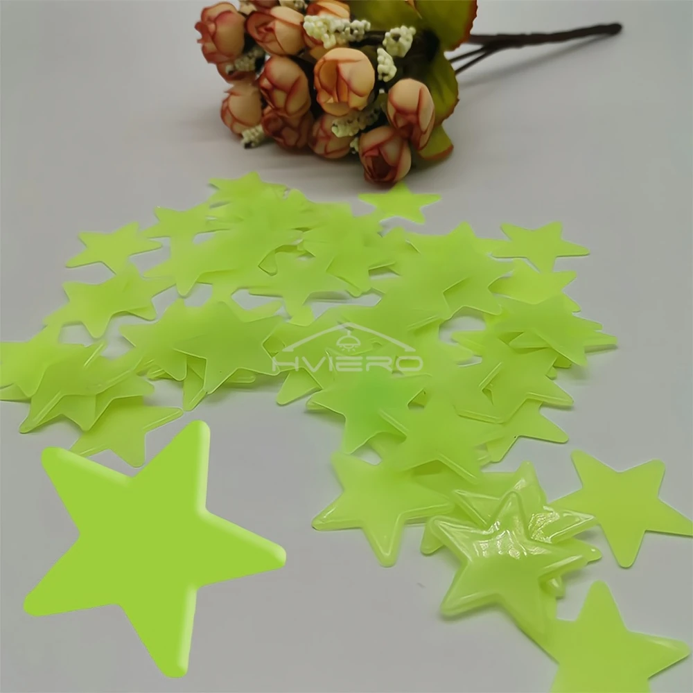 50X Glowing 3D Stars Glow in Dark on Wall Decoration Stickers Kids Baby Room Bedrooms Ceilings Home Fluorescent Pentagram Paper