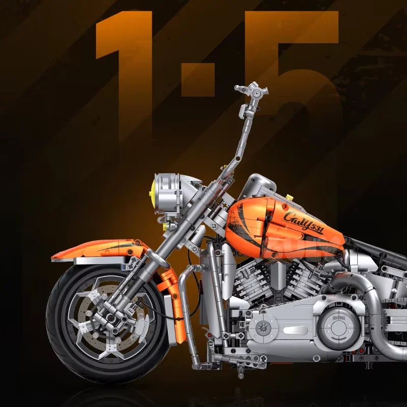 1:5 Classico Moto Building Blocks Kit FAI DA TE Modello di Ingegneria Cruiser Bike Giocattolo Creativo Motor Bike Set Regalo Capretto Adulto 2392 pezzi