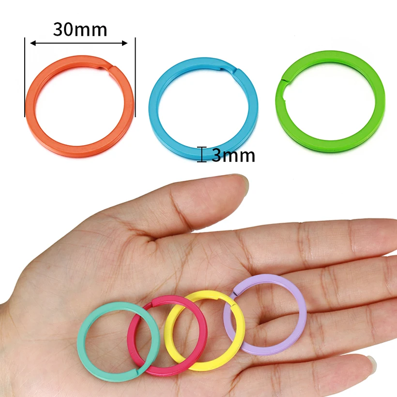 10pcs 30mm Colored Round Key Ring Split Rings for DIY Keychains