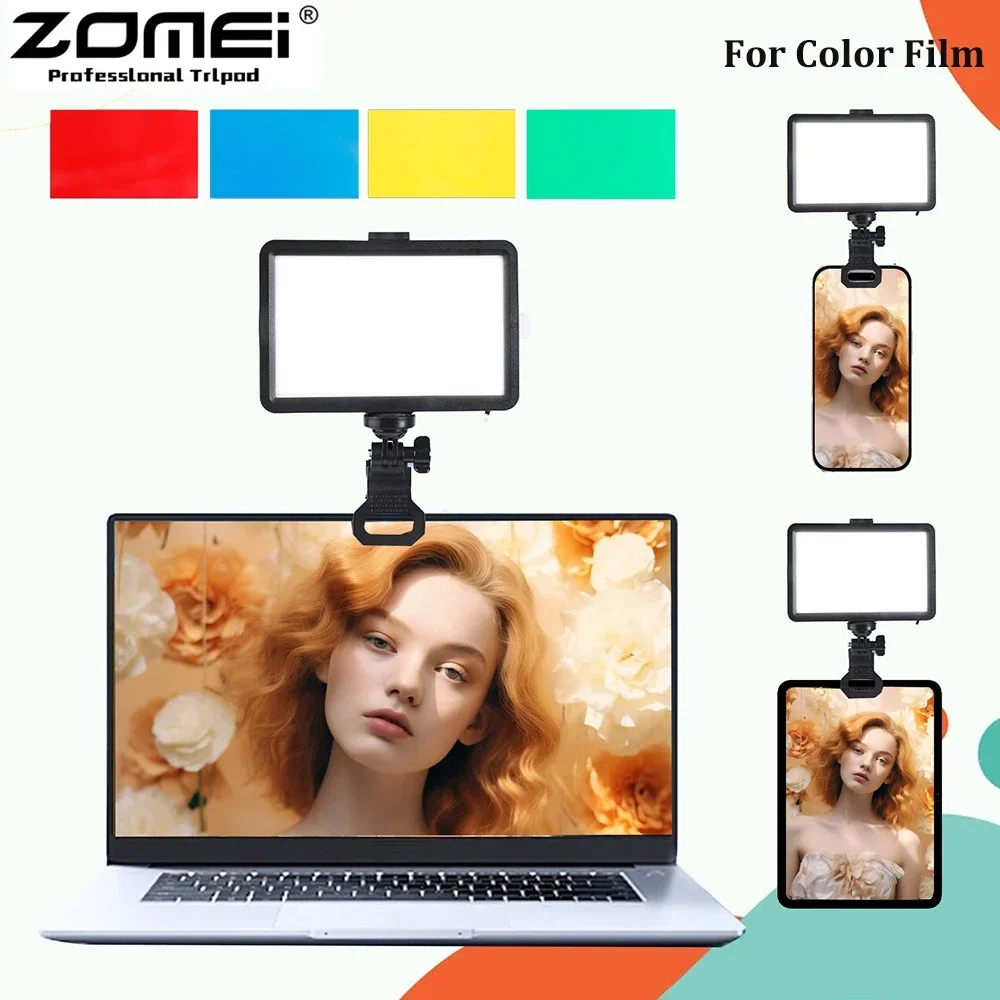 

ZOMEI LED Fill Lamp Video Light Panel 3-color Dimmable RGB Ambient Lamp Ring Light Photography Lighting for Live Stream Tiktok