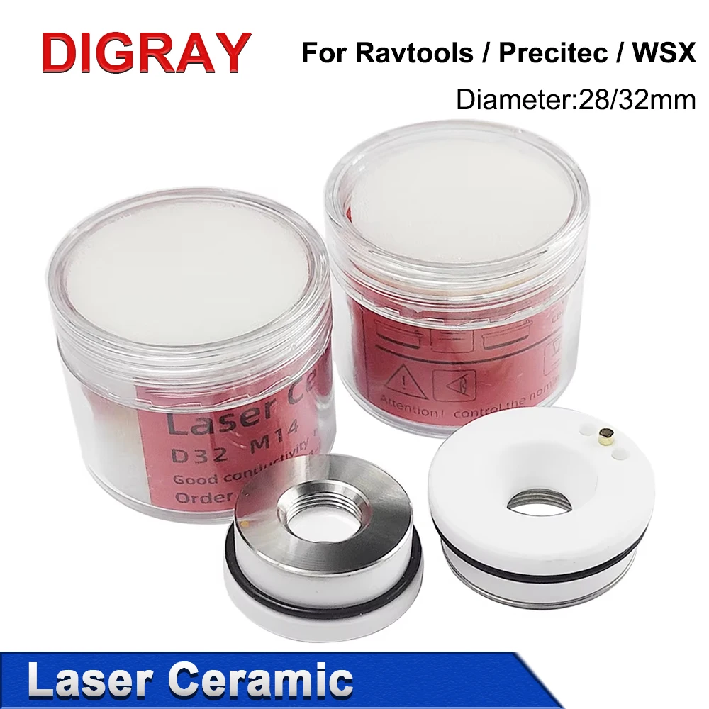 

DIGRAY Laser Ceramic Ring Laser Nozzles Holder 28/32mm For Raytools WSX Precitec HSG HANS DNE Fiber Laser Cutting Head