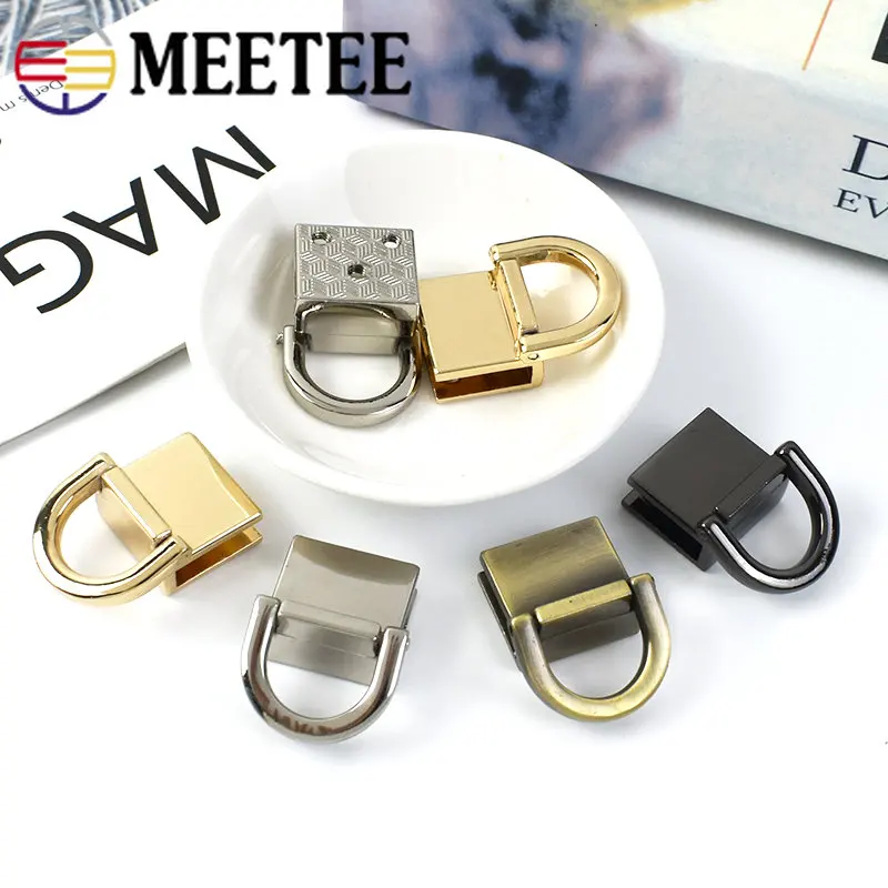 2/4Pcs Metal D Ring Bag Side Clip Buckle Screw Connector Clasp Handbag Strap Hanger Leather Purse Belt DIY Hardware Accessories