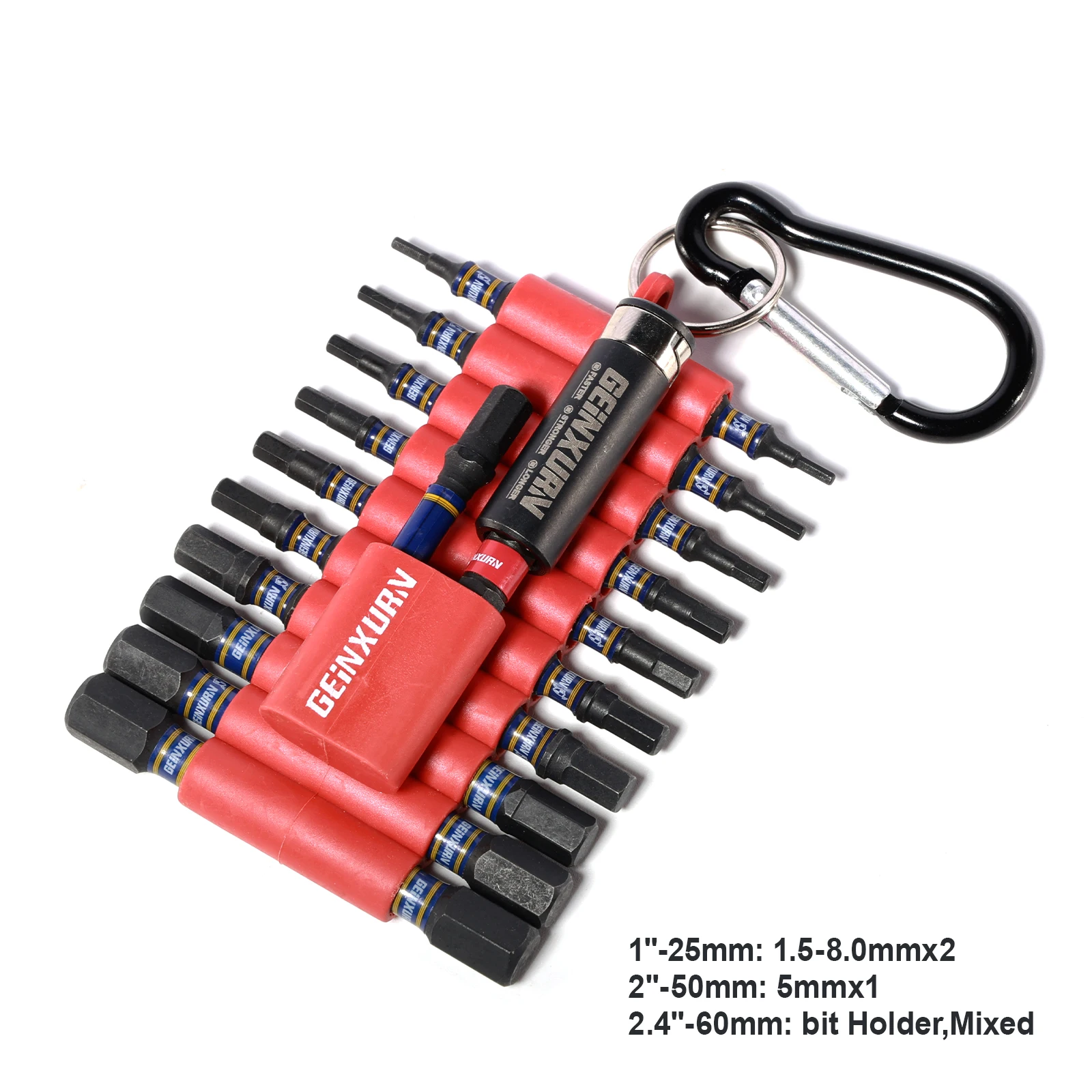 Geinxurn 22 Pcs 1\'\'/2\'\' Impact Hex Screwdriver Bits Set,S2 Steel Multi Driver Bits and 1Pc Bit Holder with Organizer Sleeve