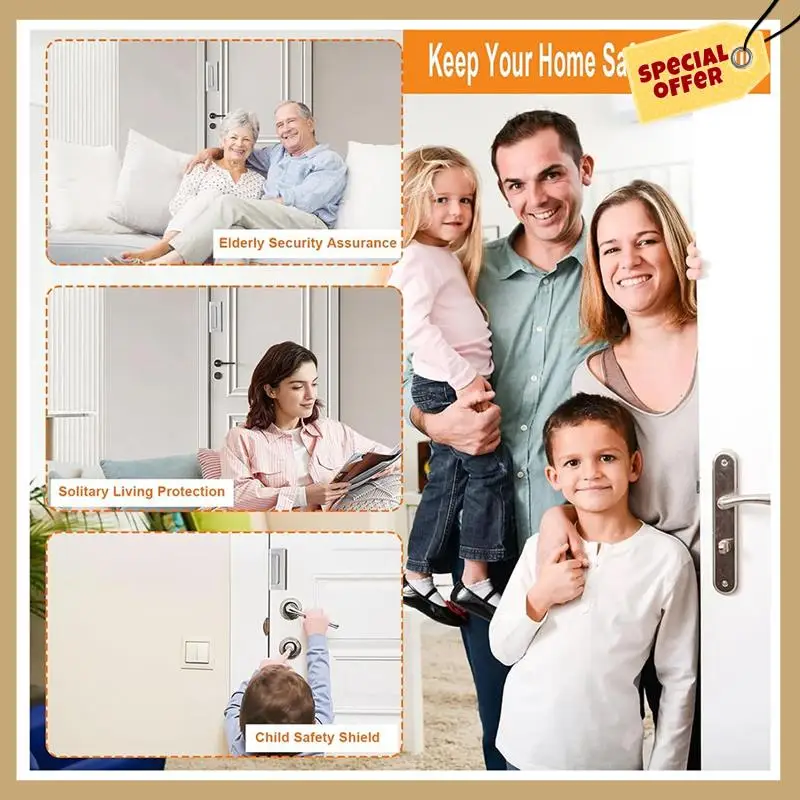 Paquete de 2 cerraduras de refuerzo de puerta de seguridad para el hogar, cerraduras de puerta de seguridad para el hogar, previenen la entrada no autorizada, cerraduras de seguridad plateadas