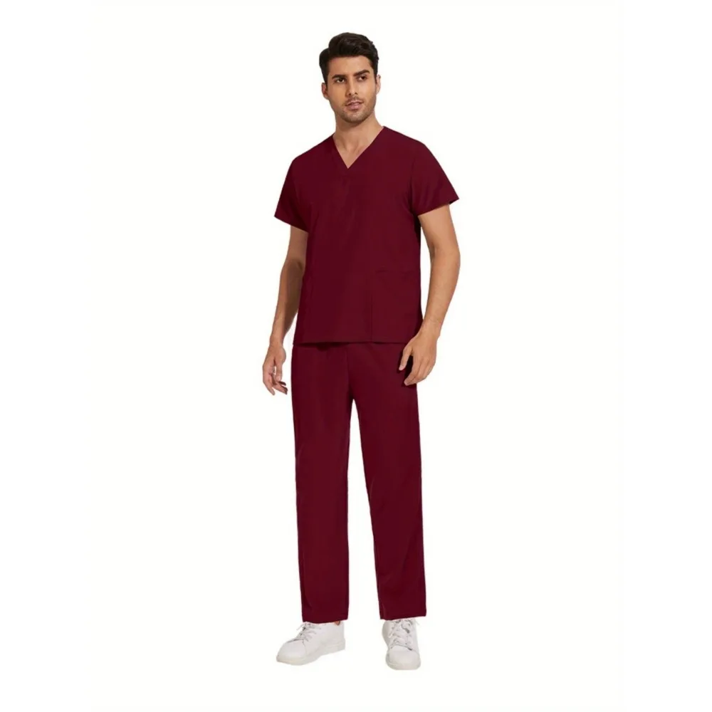 Высококачественная униформа, мужской классический топ с v-образным вырезом и короткими рукавами, комплект брюк, больничная форма, оптовая продажа, женский скраб для медсестры