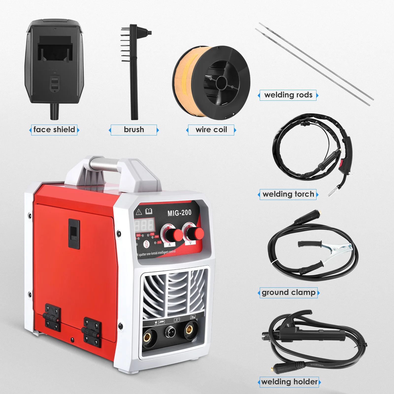 Soldador MIG Digital portátil, 3 em 1, máquina de solda ARC MIG TIG, gás IGBT MMA, sem ferro de solda a gás, aço inoxidável