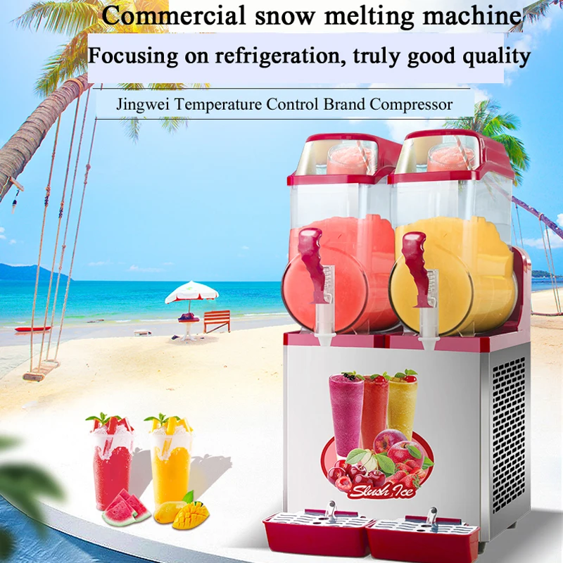 

Commercial Frozen Drink Slush Machine 2 X15L Smoothie Slushy Maker 2 Cylinder Snow Melting Tank Ice-Cool Juice Dispenser