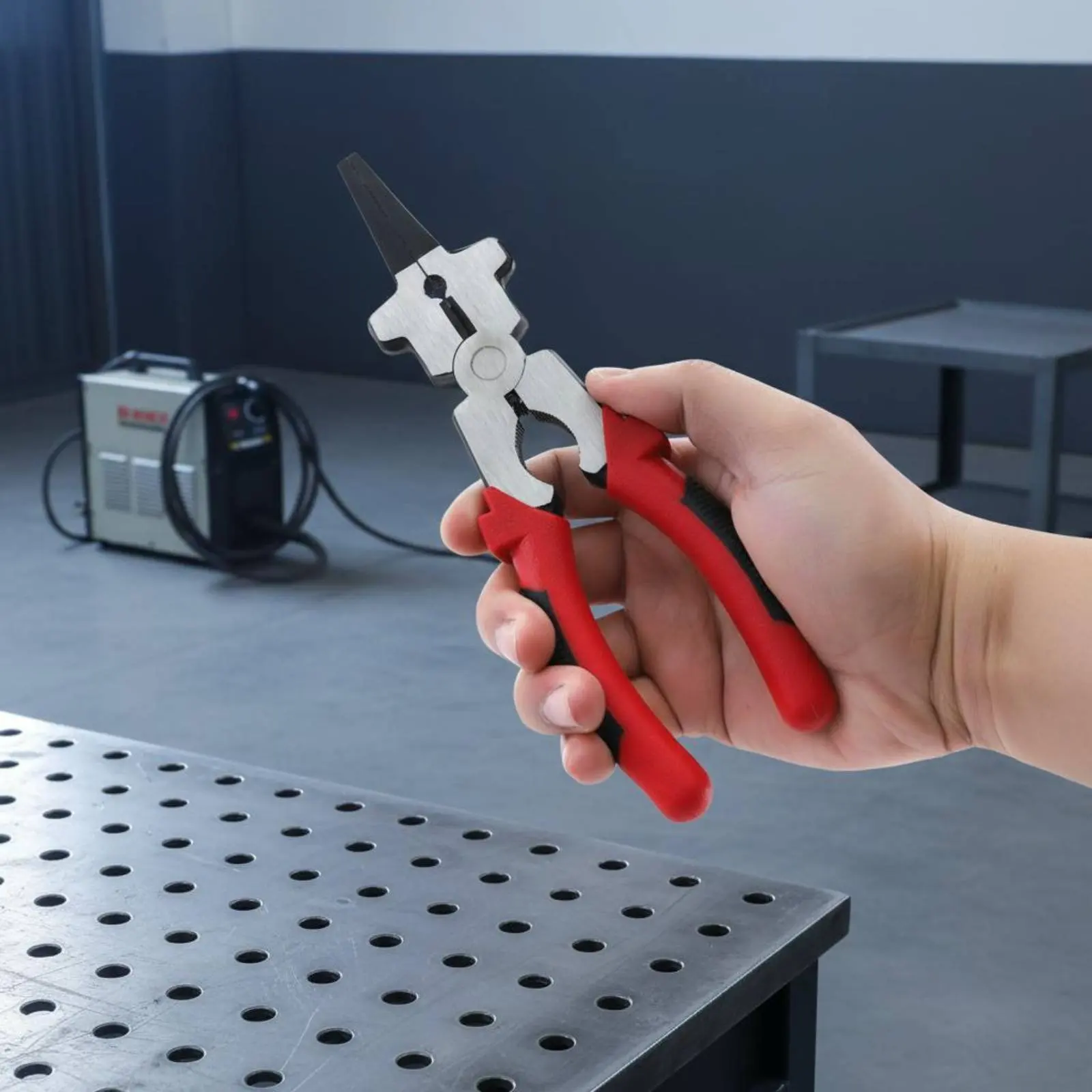 

MIG Metalworking Pliers Labor-Saving 8 Inch Metalworking Pliers Hand Tool Anti-Slip Grip Double Color Handle for Welders