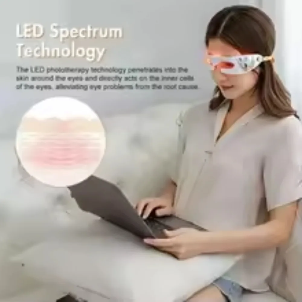 

Professional Eye Massager - Red LED Therapy, 3D Vibration, Dark Circle Removal, USB Charging