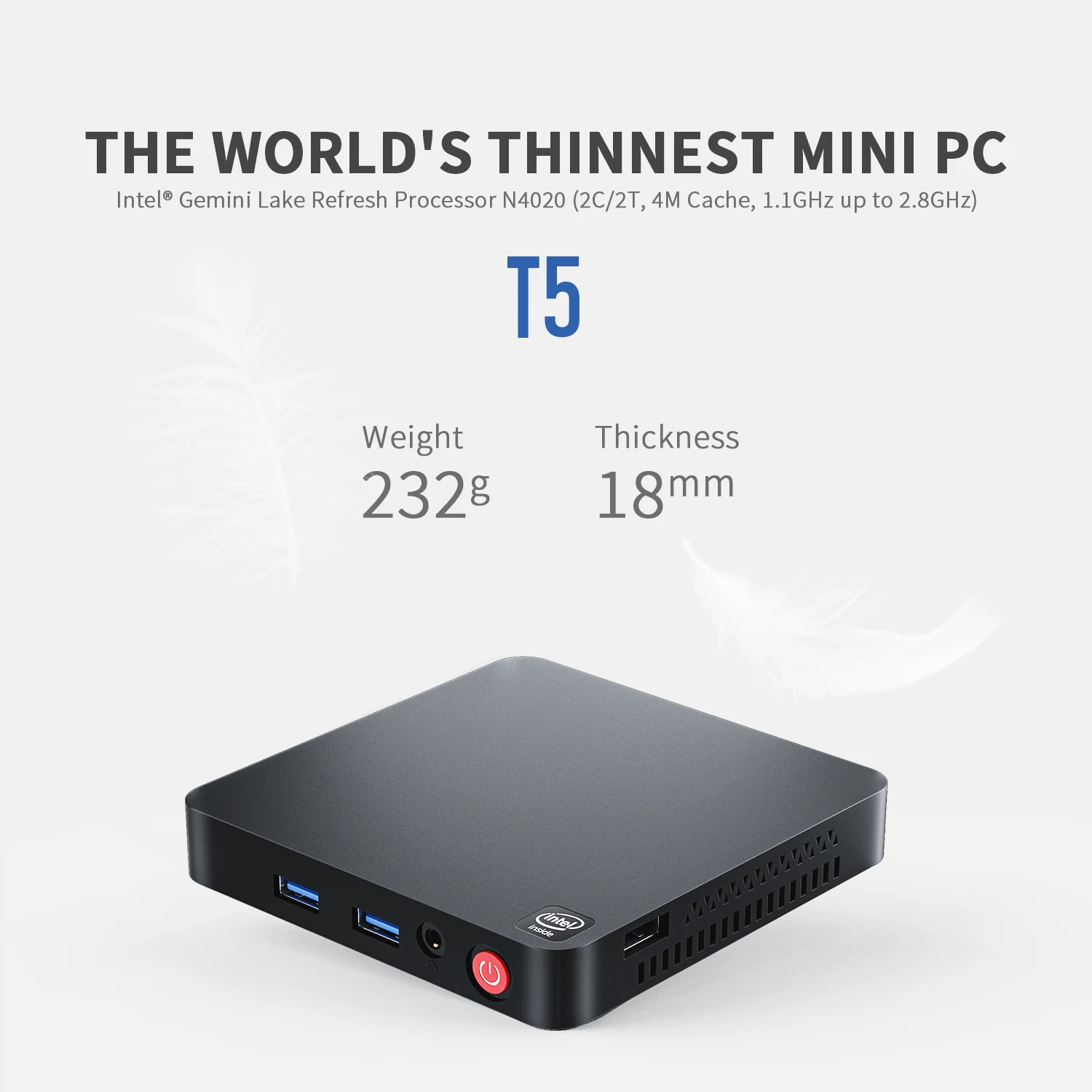 2024 Newest T5 Mini PC Intel Celeron N4020 Up to 2.8GHz Windows 11 Desktop 4GB+64GB 2.4G/5.8G WiFi BT4.0 Dual 4K HDMI Display