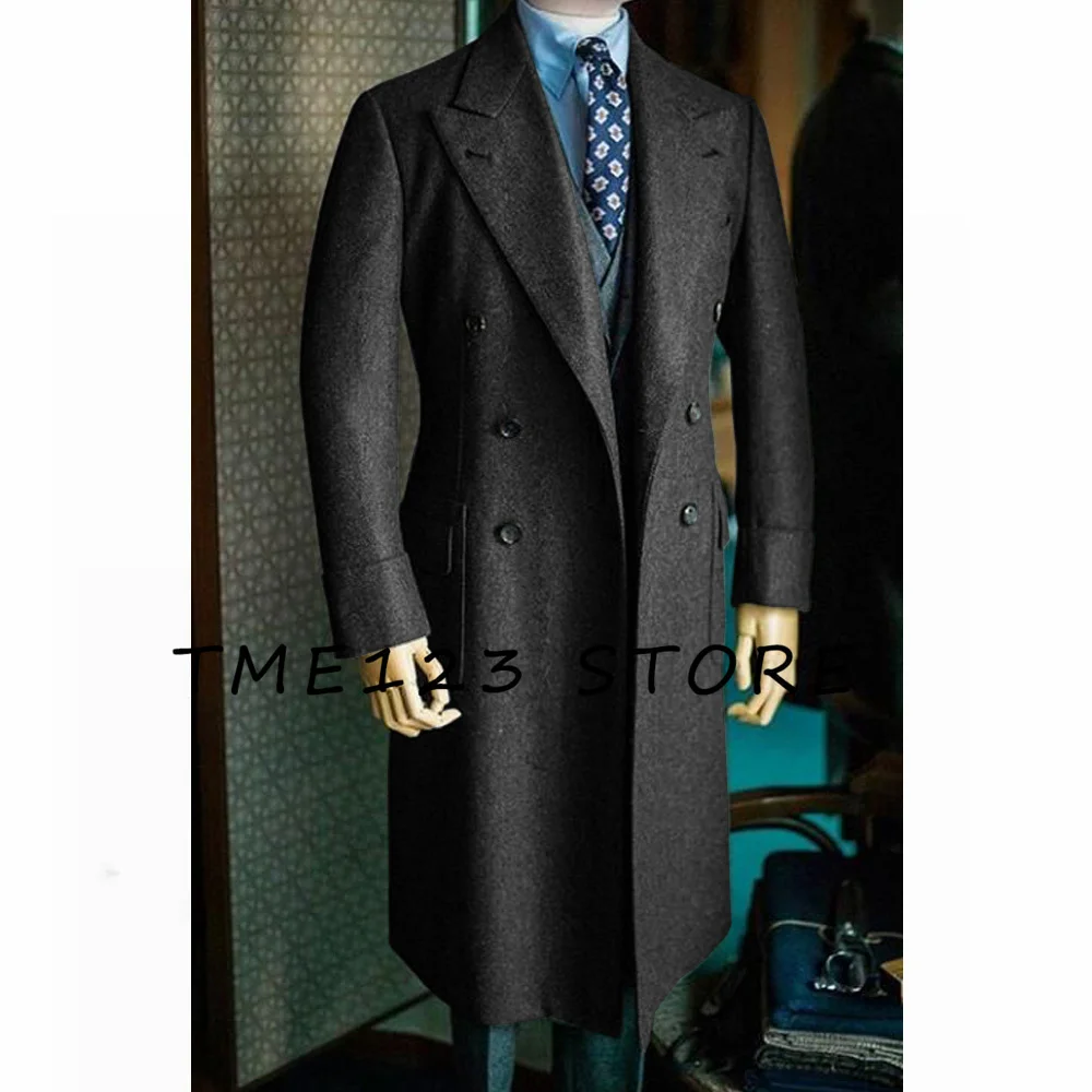 New 2024 Men\'s Woolen Long Coat Business Casual Jacket Clothes Man Jackets Men\'s Coats Winter Mens Clothing Male Autumn Elegant