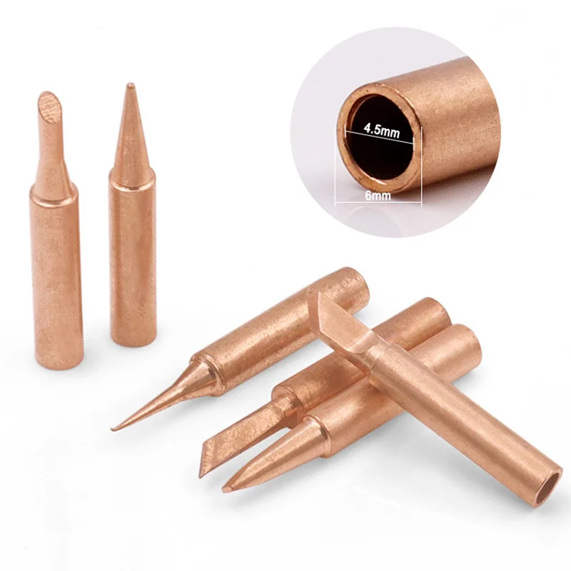 5PCS Copper 900M-T Soldering Iron Tip Set Electric Soldering Iron -free Welding Tips Head BGA Soldering Tools Welding Tips