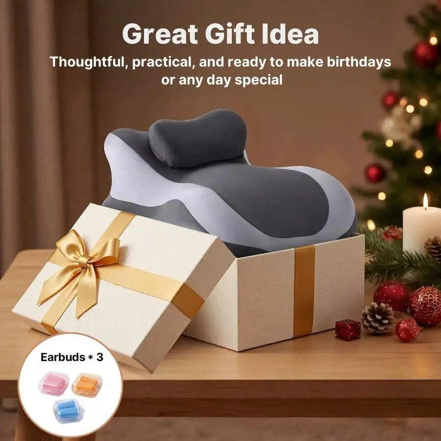 1Pc Curved Ergonomic Bed Rest Pillow, Washable Removable Cover, Multi‑Scene Body Support Cushion, For Sitting/Prone/Lying Home U