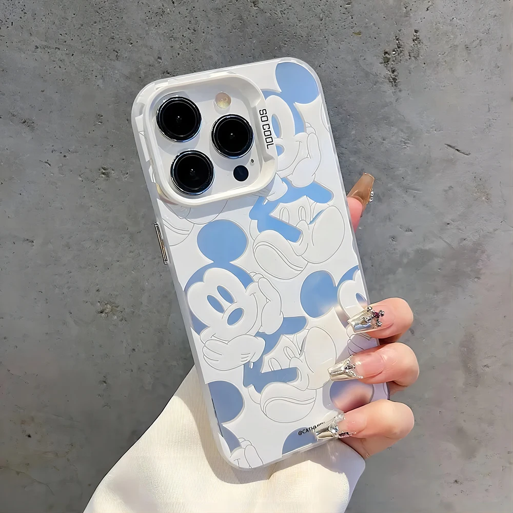 Funda para Teléfono iPhone 17 17e 16e 16 15 14 13 12 11 Pro Max Air Plus, Diseño de Mickey y Minnie Mouse de Disney, Carcasa Trasera Mate Anti-Caídas