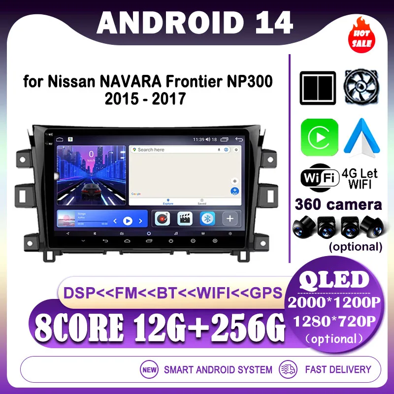 

for Nissan NAVARA Frontier NP300 2015 - 2017 Android 14 Car Radio GPS Navigation 4G WIFI Video Wireless Carplay DSP Stereo BT
