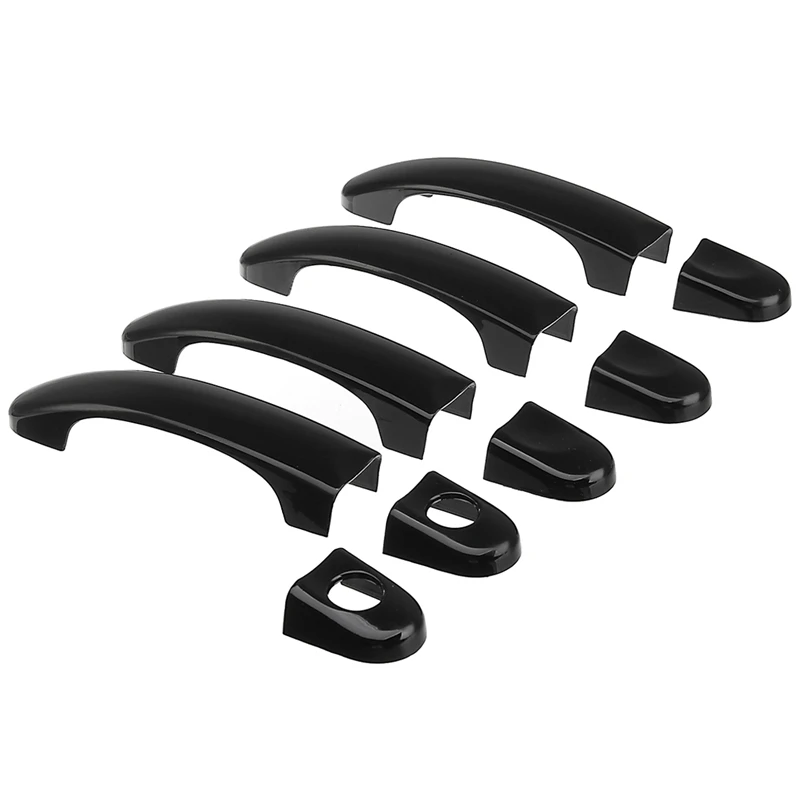 9Pcs Set ABS Chrome Door Handle Covers Trim For TRANSPORTER T5 T6 CADDY VAN 2003-2015 Gloss Black