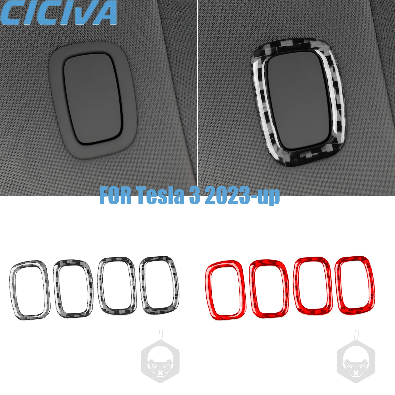 

For Tesla 3 2023-up Rear hook Decorative Real Carbon Fiber Stickers Car Interior Accessories