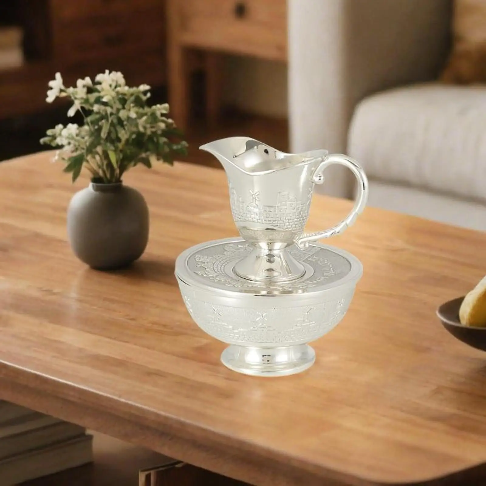 

Wash Cup and Bowl Alloy Hand Washing Set for Holiday Housewarming Festival