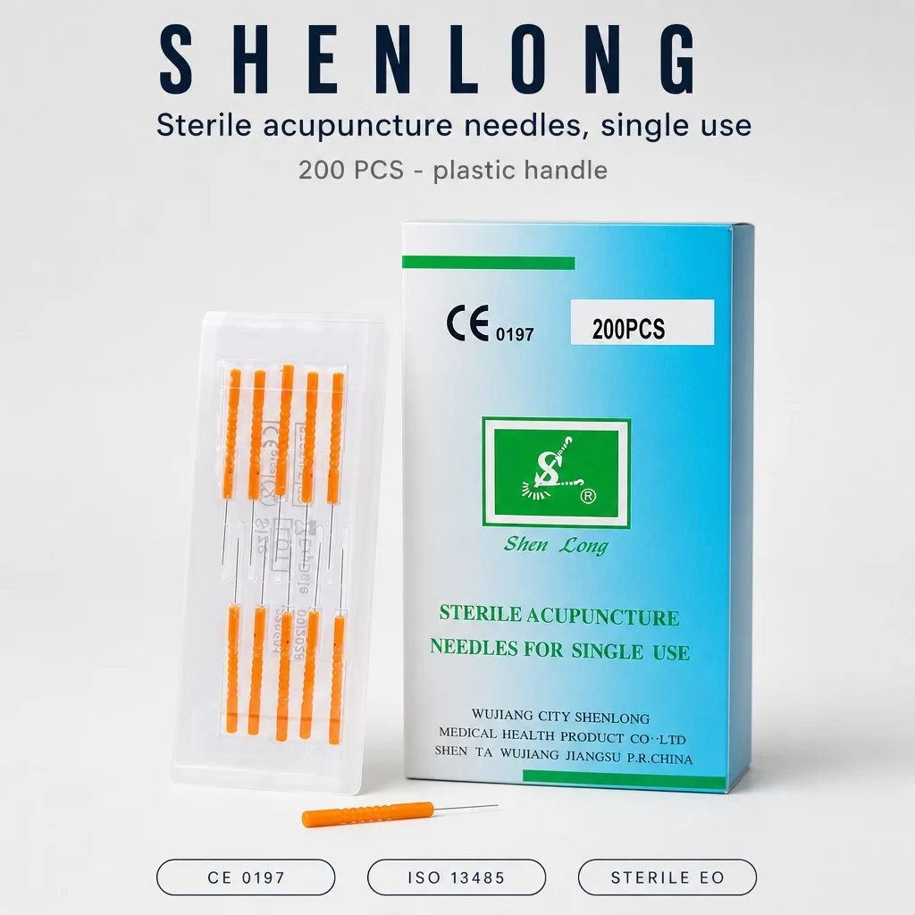 SHENLONG 200 PCS Detox Acupuncture Needle Dry Needing Sharp Disposable Sterile Acupunture for Body Acupoint Detoxification CE
