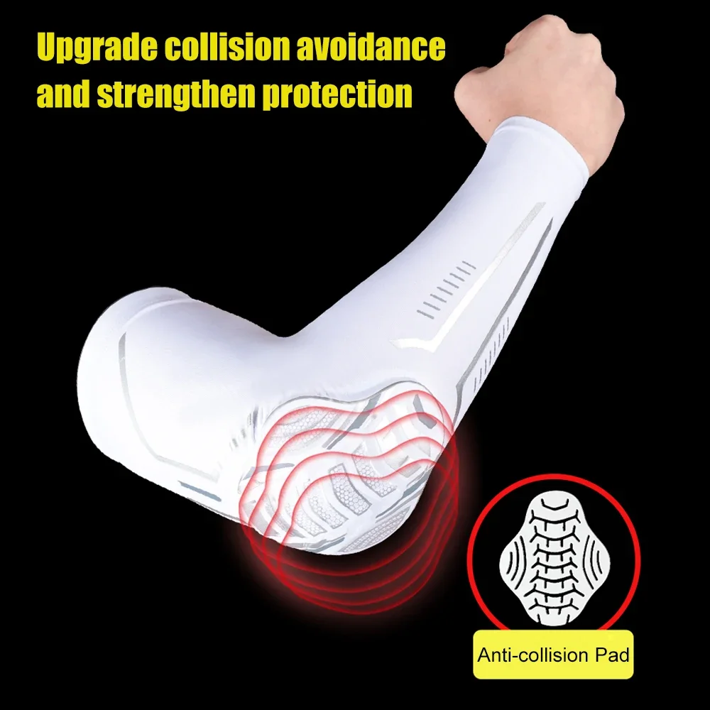 1 Pair Sports Crash Proof Elbow Support Pad Elbow Brace Arm Compression Sleeve for Outdoor Basketball Football Bicycle Protector