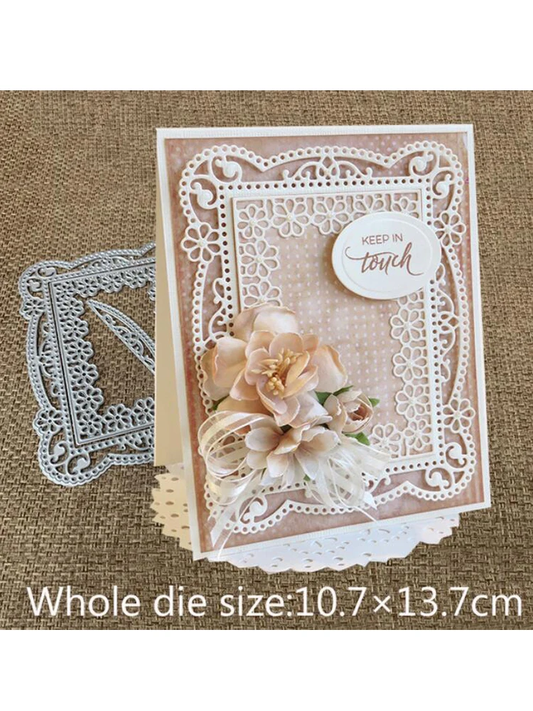 Flower curved rectangular Metal Cutting Dies Stencil Scrapbook Diy Album Stamp Paper Card Embossing Decor Craft Knife Mould