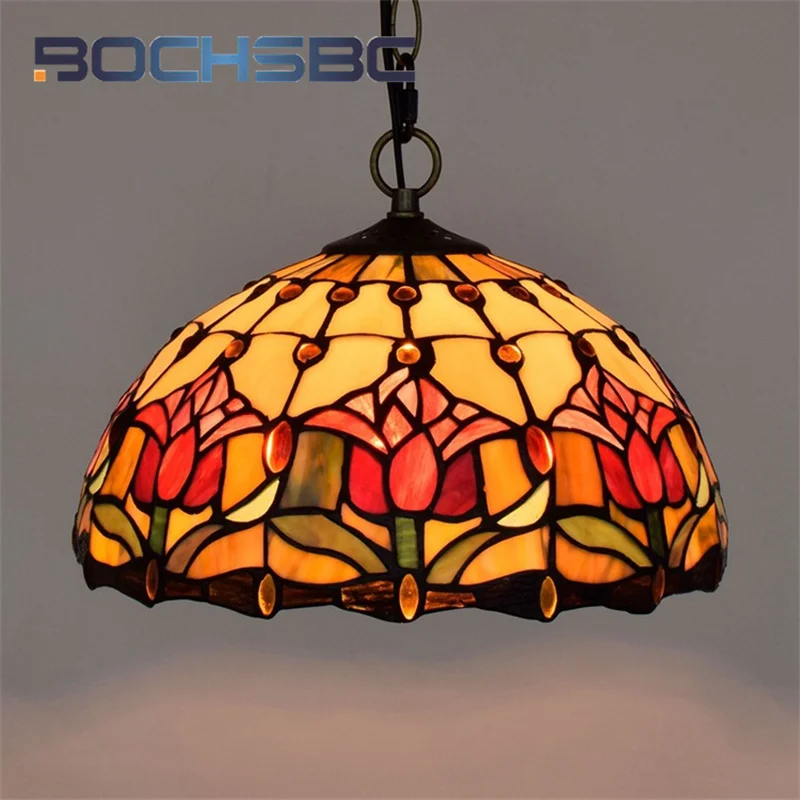 BOCHSBC Tiffany Restaurant Glass light luxury chandelier Tulip style Art Deco bar Restaurant Study bedroom hanging light