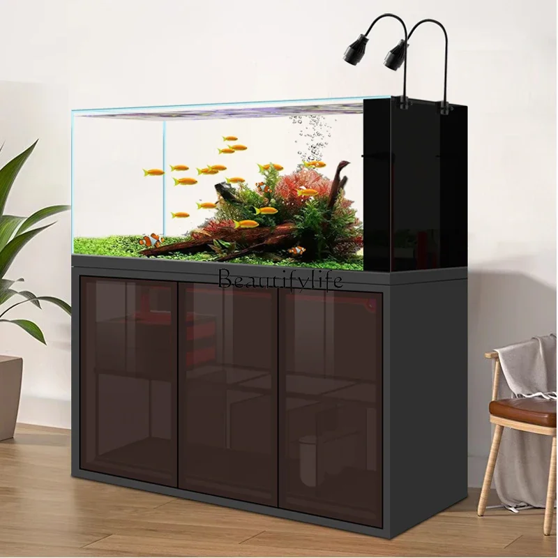 

yj9 Stream Natural Native Cylinder Creative Landscape Ecological Lanshou Fish Tank Super White Aquarium