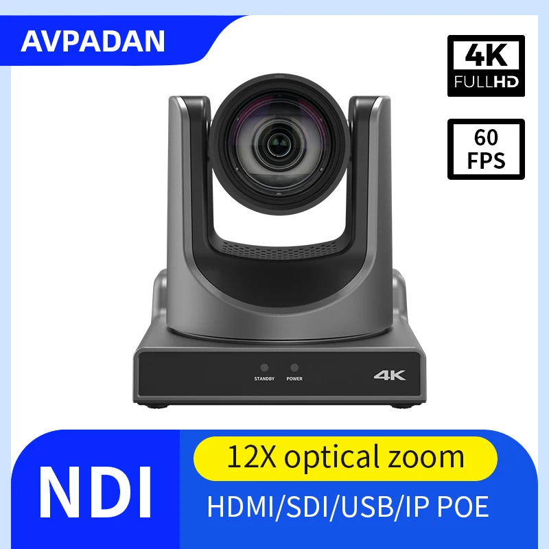 

4K Video Conference Camera HDMI SDI LAN USB 12X NDI 60FPS for Church Business Meet Zoom Youtube Skype Live Stream