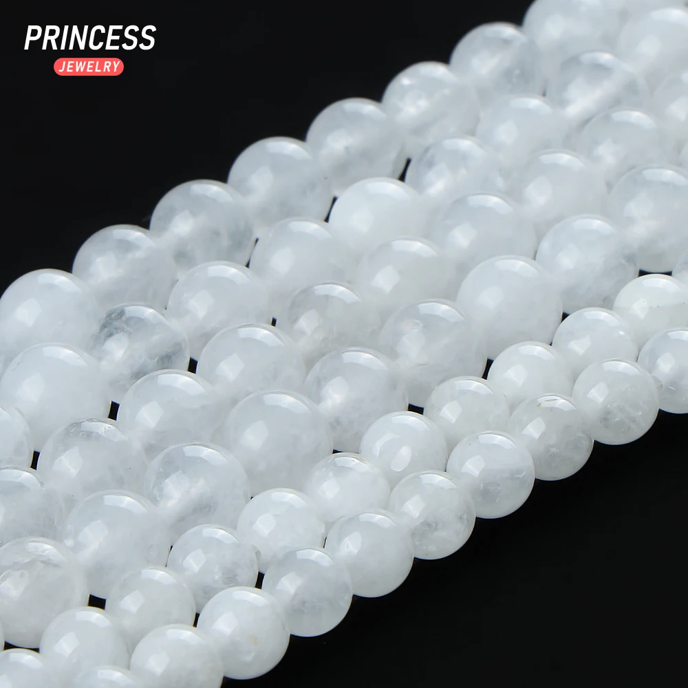 Natural Angola White Crystal Milky Quartz Beads para Fazer Jóias, DIY Pulseira e Colar Acessórios, A ++, Atacado