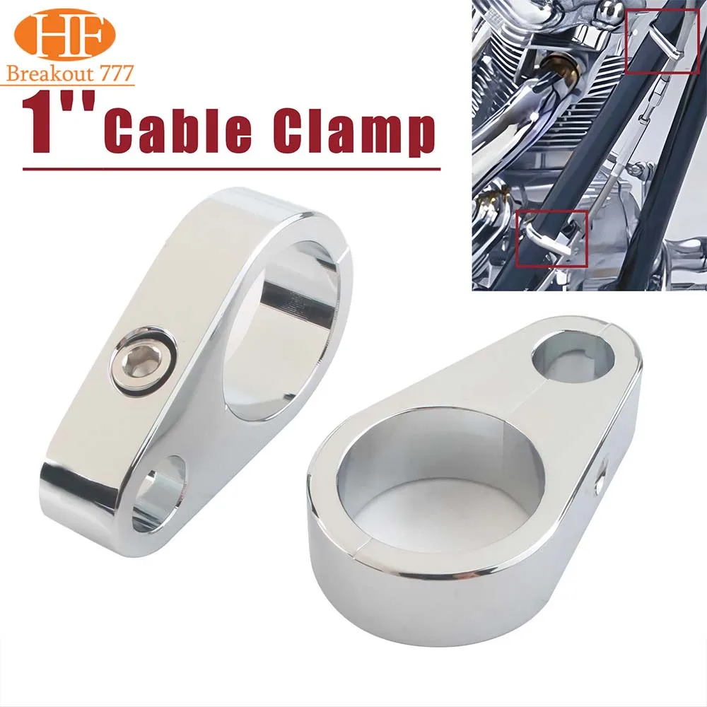 

1" 1-Holes Motorcycle Handlebar Brake Cable Clamp Line Clamps Chrome Aluminum For Harley-Davidson